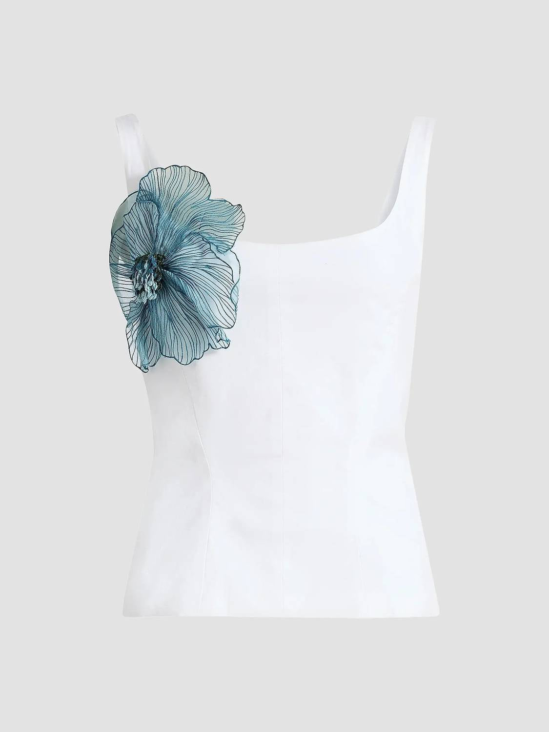 Lela Rose - Peony Embroidered Cotton Poplin Scoop Neck Top