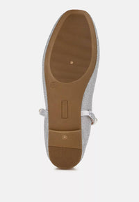 Rag Company - Women's Corphee Pearl Strapped Glitter Ballerina Shoes