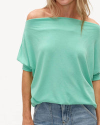 SIX/FIFTY Short Sleeve Anywhere Top in sea foam - women's t-shirt - detail view