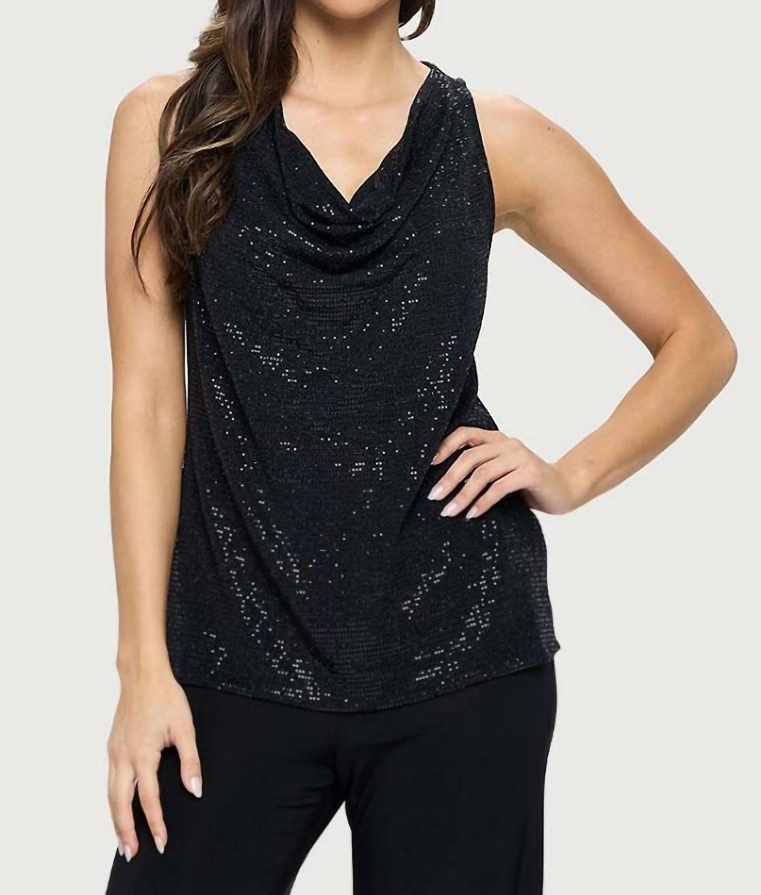 Shimmer Racerback Cowl Top
