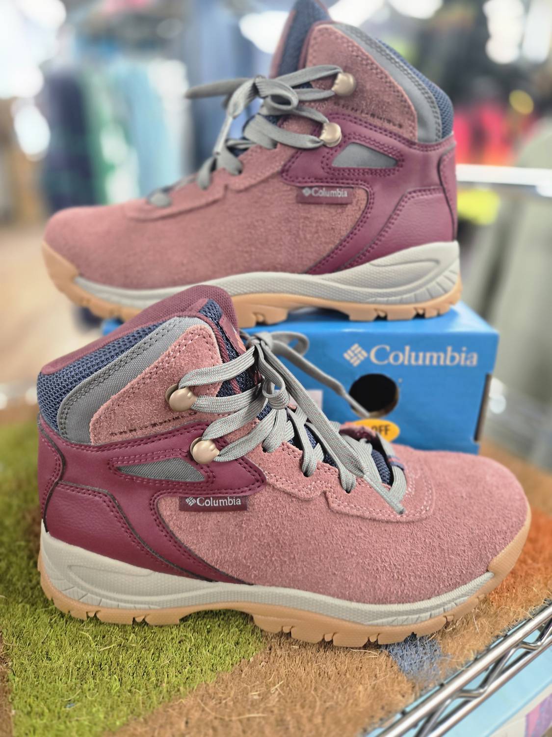 Columbia WOMEN'S NEWTON RIDGE BC BOOTS in beetroot sedona sage - women's shoe - detail view