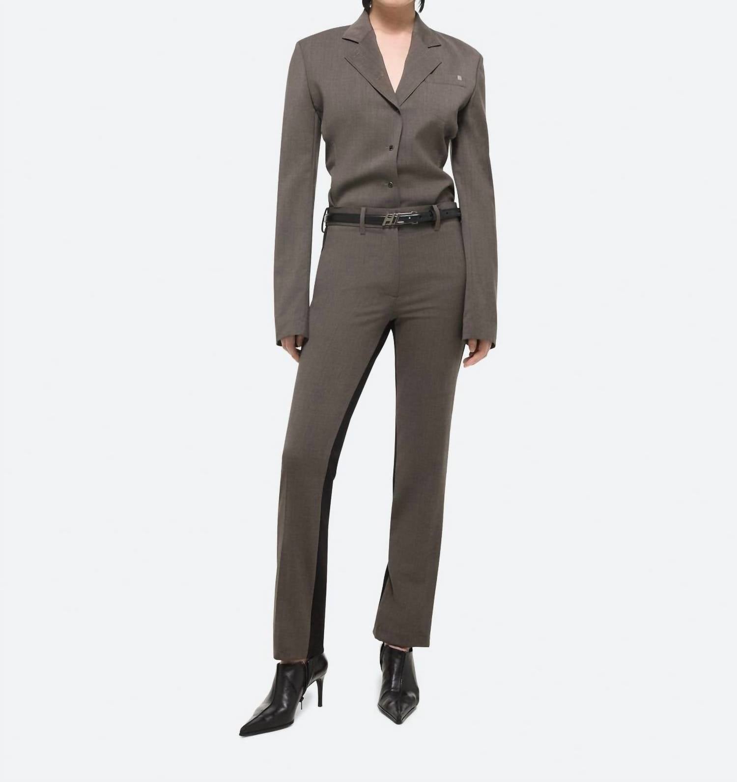 HELMUT LANG Combo Modest Suit Shirt in light brown melange - women's jacket - view 4
