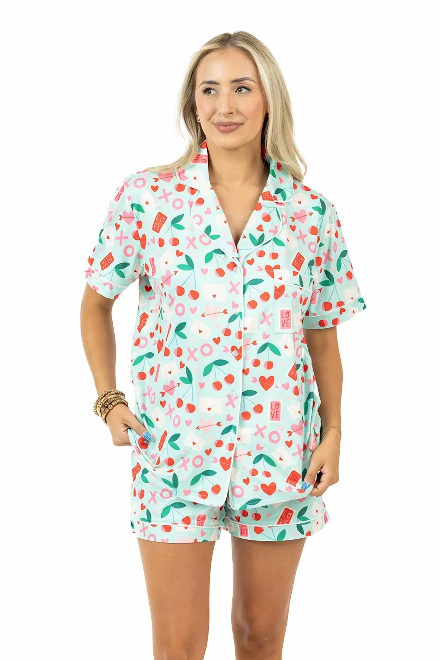Katydid - Xo Cherries Valentine's Day Print Loungewear Set