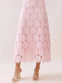 TCEC A-line Floral Lace Midi Skirt in pink - women's skirt - alternate view