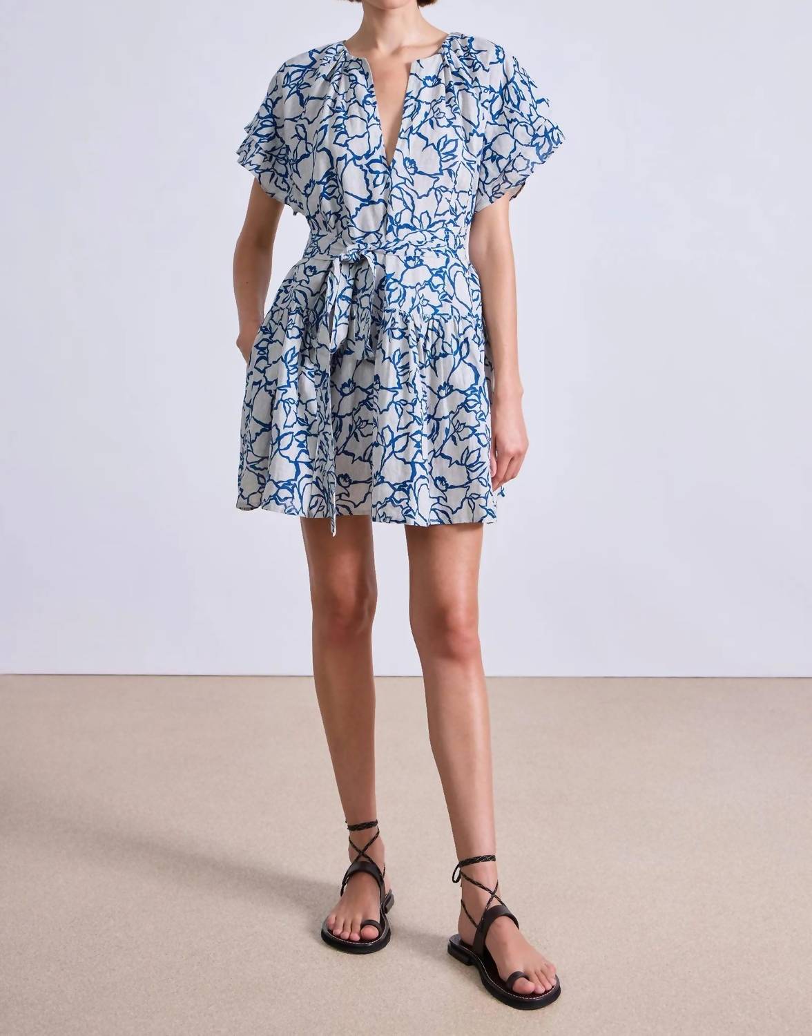 Apiece Apart - Lace Floral Flax Morgan Mini Dress