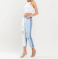 Vervet By Flying Monkey - Distressed Colorblock Mom Jeans