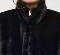 Joseph Ribkoff Faux-fur Sleeveless Cropped Vest in black - women's jacket - alternate view
