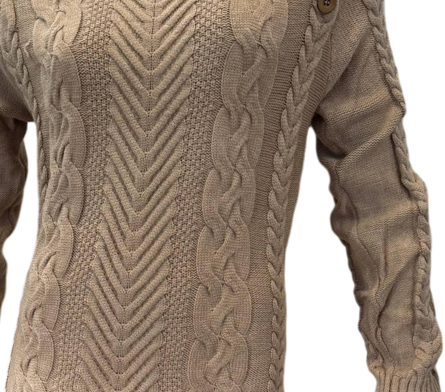 umgee Women's Grayson Sweater Dress in brown - women's dress - detail view