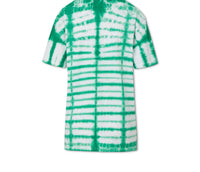 Studio 189 Women's Hand Batik Cotton T Shirt in shibori green - women's t-shirt - detail view