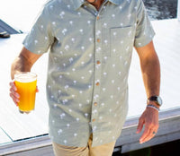 Flomotion - Men's Simple Palm Hemp Linen Woven Shirt