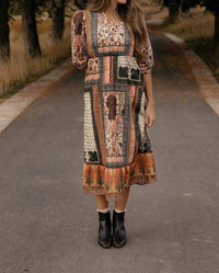 Polagram - Patchwork Long Sleeve Maxi Dress - Plus