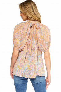 Entro - Jada High Neckline Paisley Top