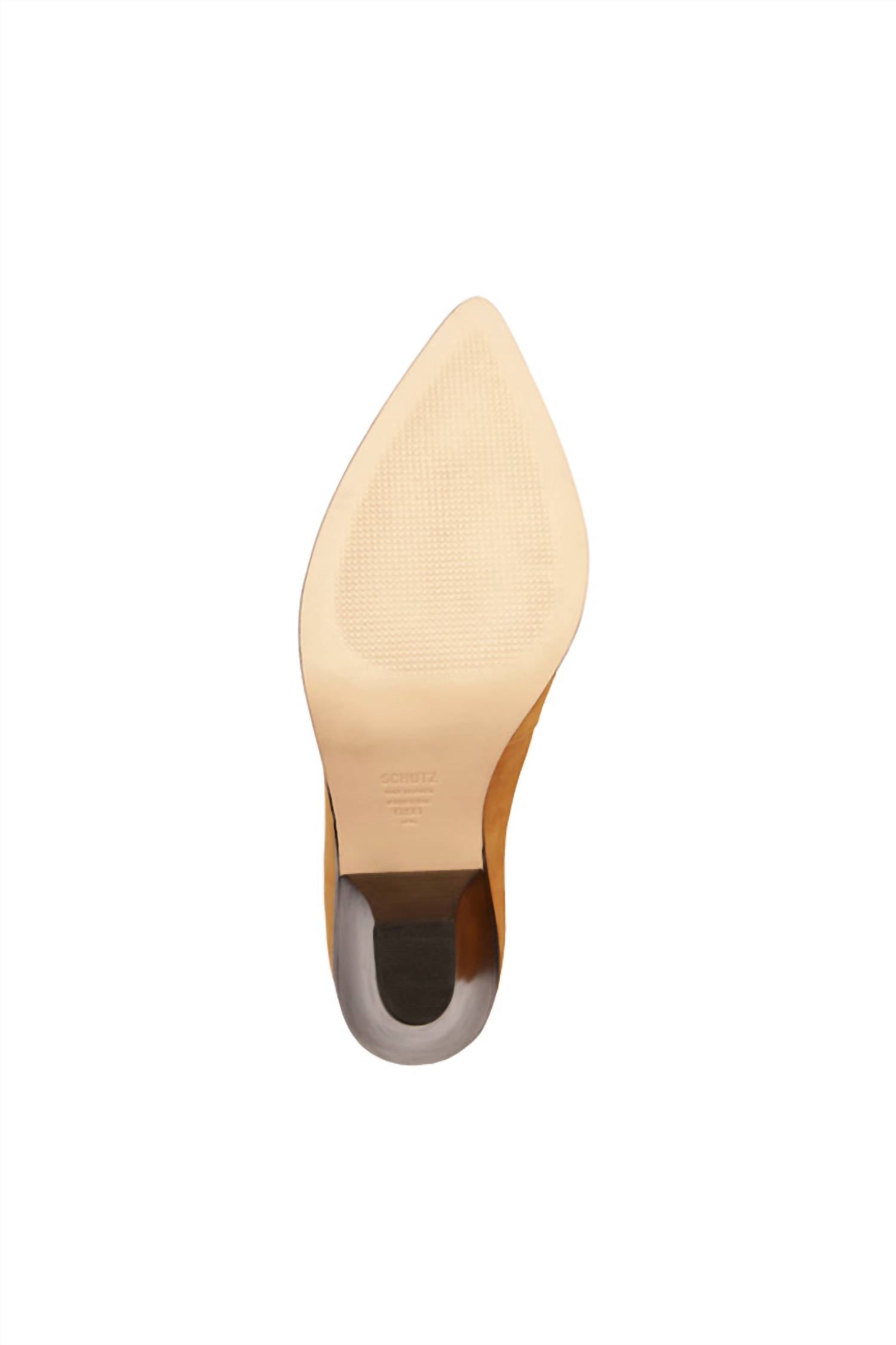 SCHUTZ Women's Mackie Leather Booties in nude caramel - women's shoe - view 6