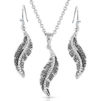Montana Silversmiths Women's All About The Curve Feather Jewelry Set in silver - women's jewelry