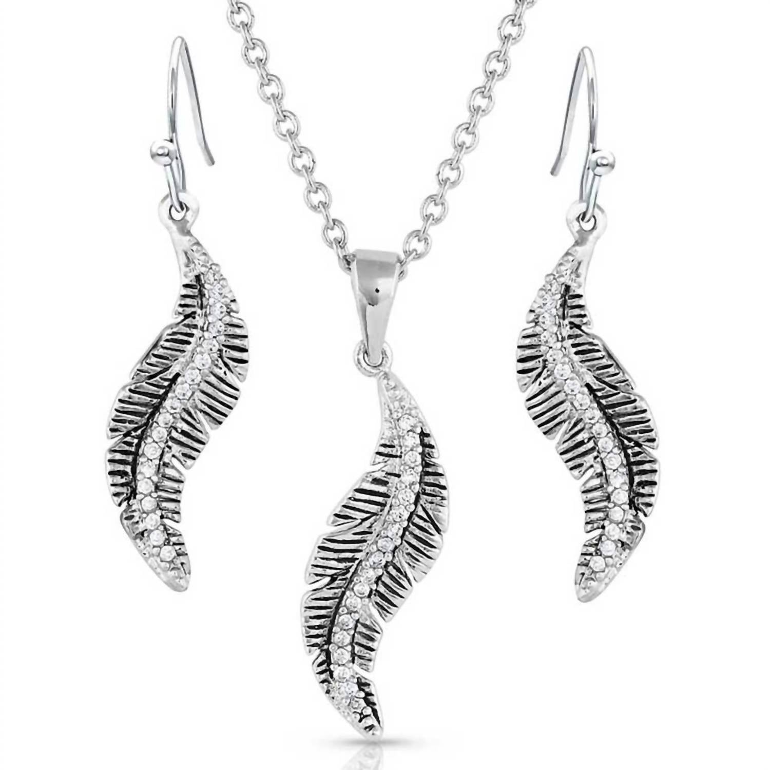 Montana Silversmiths Women's All About The Curve Feather Jewelry Set in silver - women's jewelry