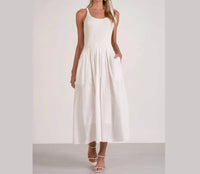 Elan - Mixed Media Eyelet Ribbed Maxi Dress
