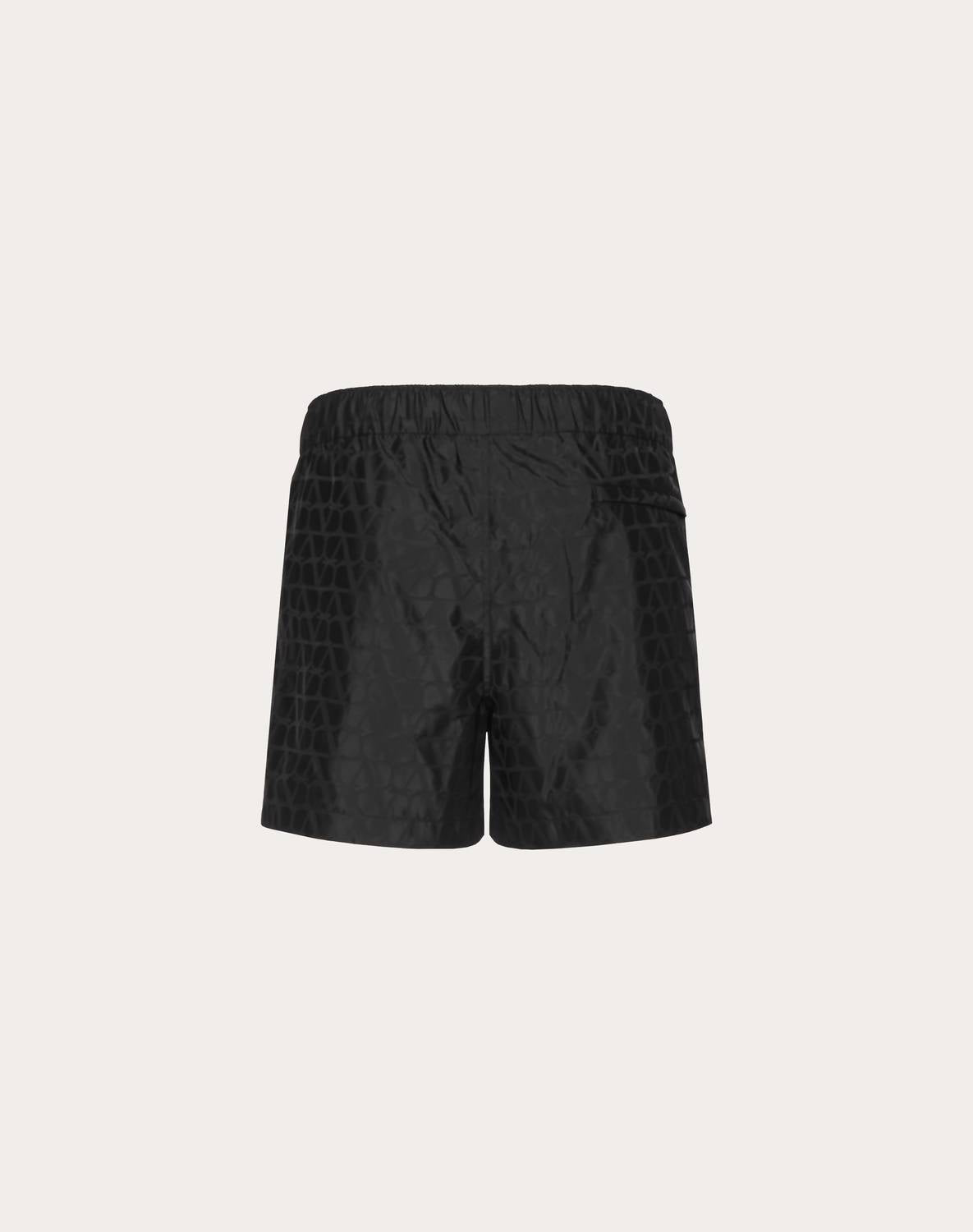 Valentino Garavani Men’s Toile Iconographe Nylon Swimsuit in black - men's swimwear - detail view