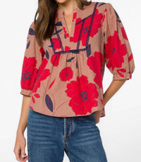 Velvet Heart Zyler Floral Peasant Top in multi - women's blouse