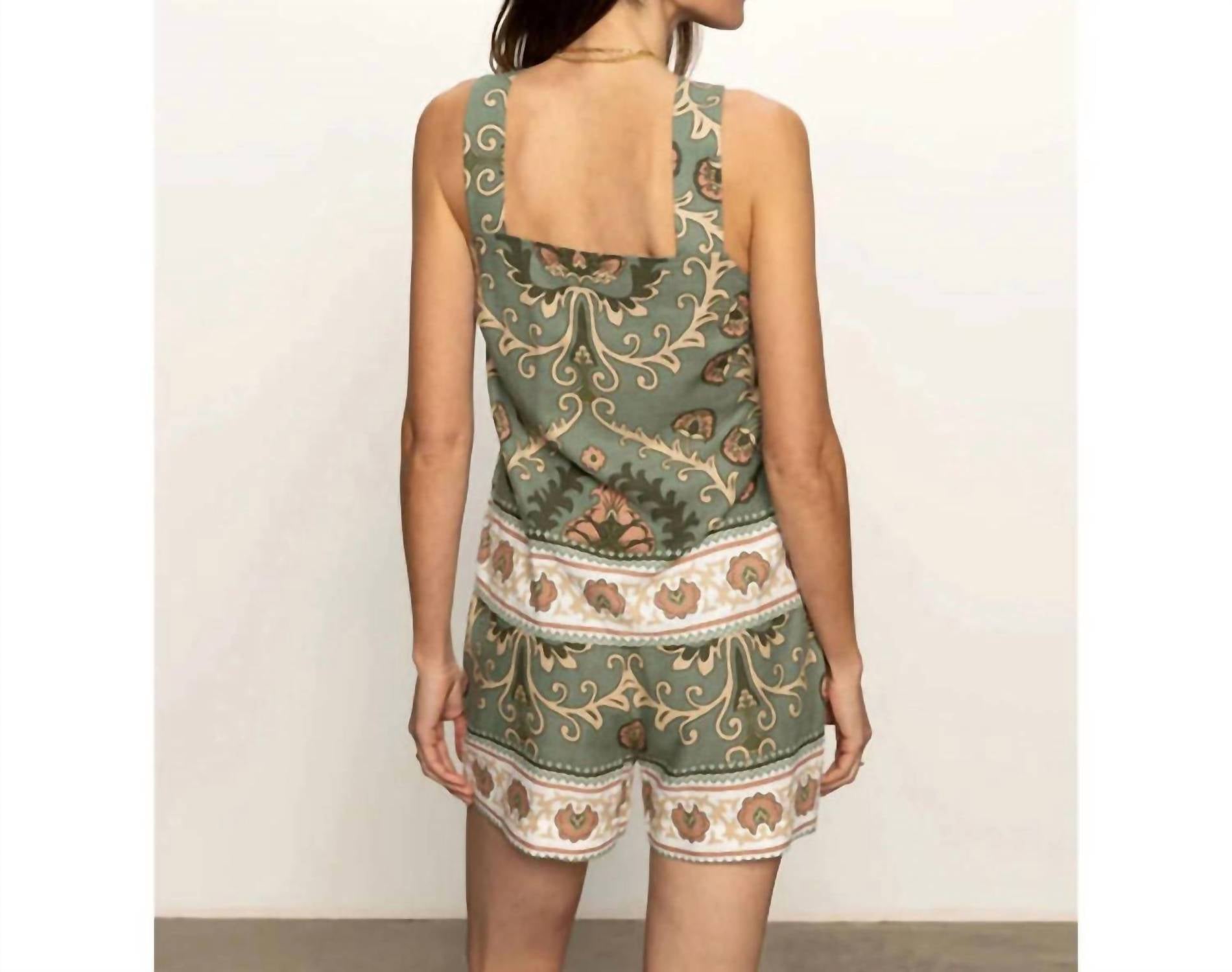 Sanctuary Button Back Camisole Top in mezzo sage - women's shirt - alternate view