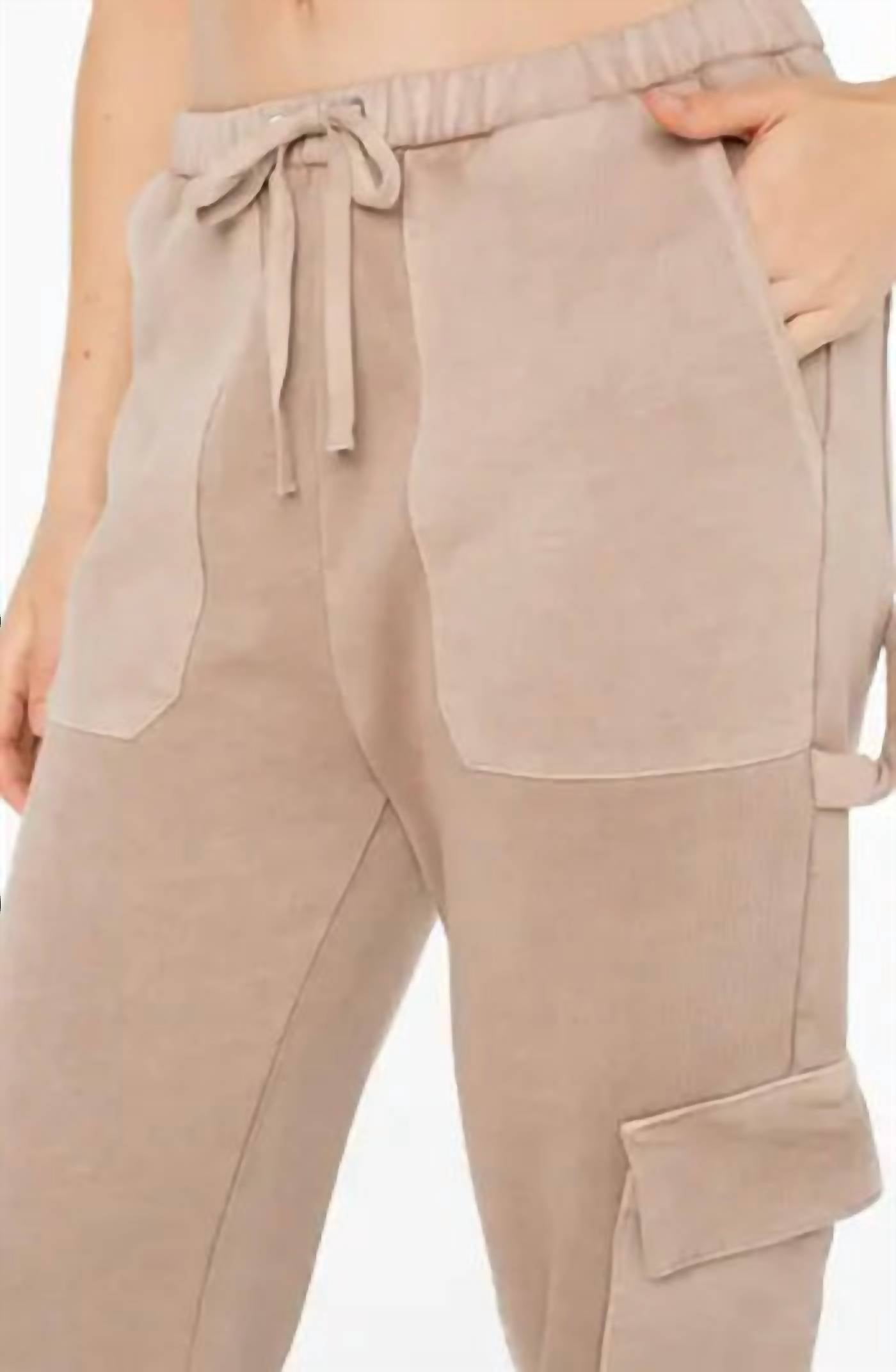 ROXY Double Up Jogger Pant in warm taupe - women's pants - detail view