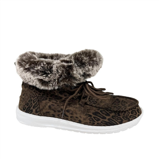 Women's Fancy Leopard Faux Fur Lined High Top Shoes