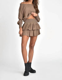 Muche & Muchette Tayna Off The Shoulder Top in khaki - women's blouse - alternate view