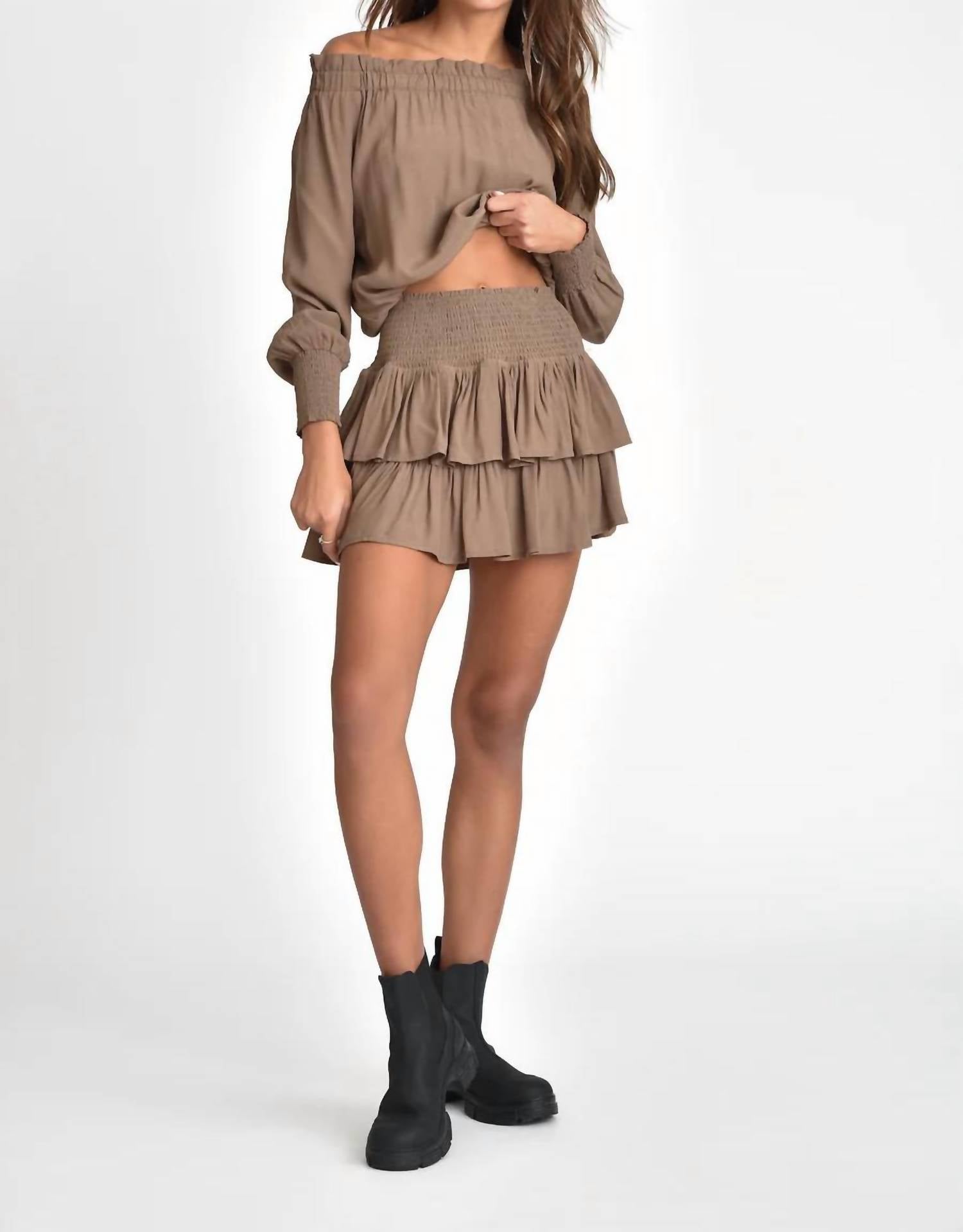 Muche & Muchette Tayna Off The Shoulder Top in khaki - women's blouse - alternate view