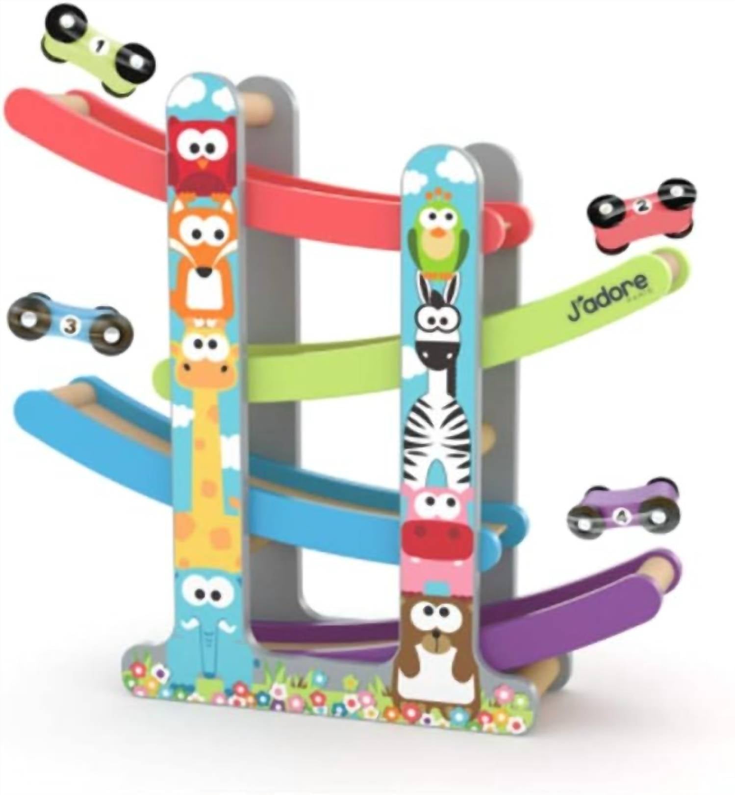 J'Adore - Race Track, Animal & Number Nesting Blocks, ABC Puzzle Set