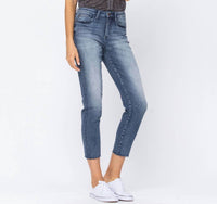 Judy Blue - High Waist Raw Hem Relaxed Fit Jeans