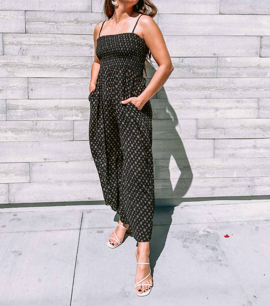 By Together - Boho Tribal Print Smocked Bodice Jumpsuit