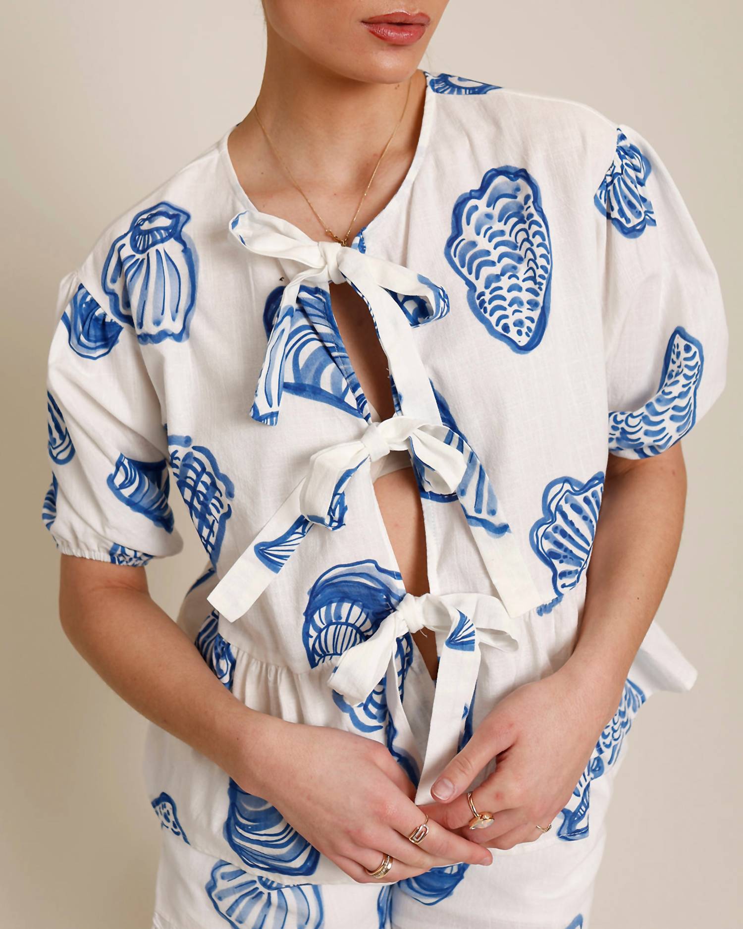 Bailey Rose - St. Pete Shell Tie Front Top
