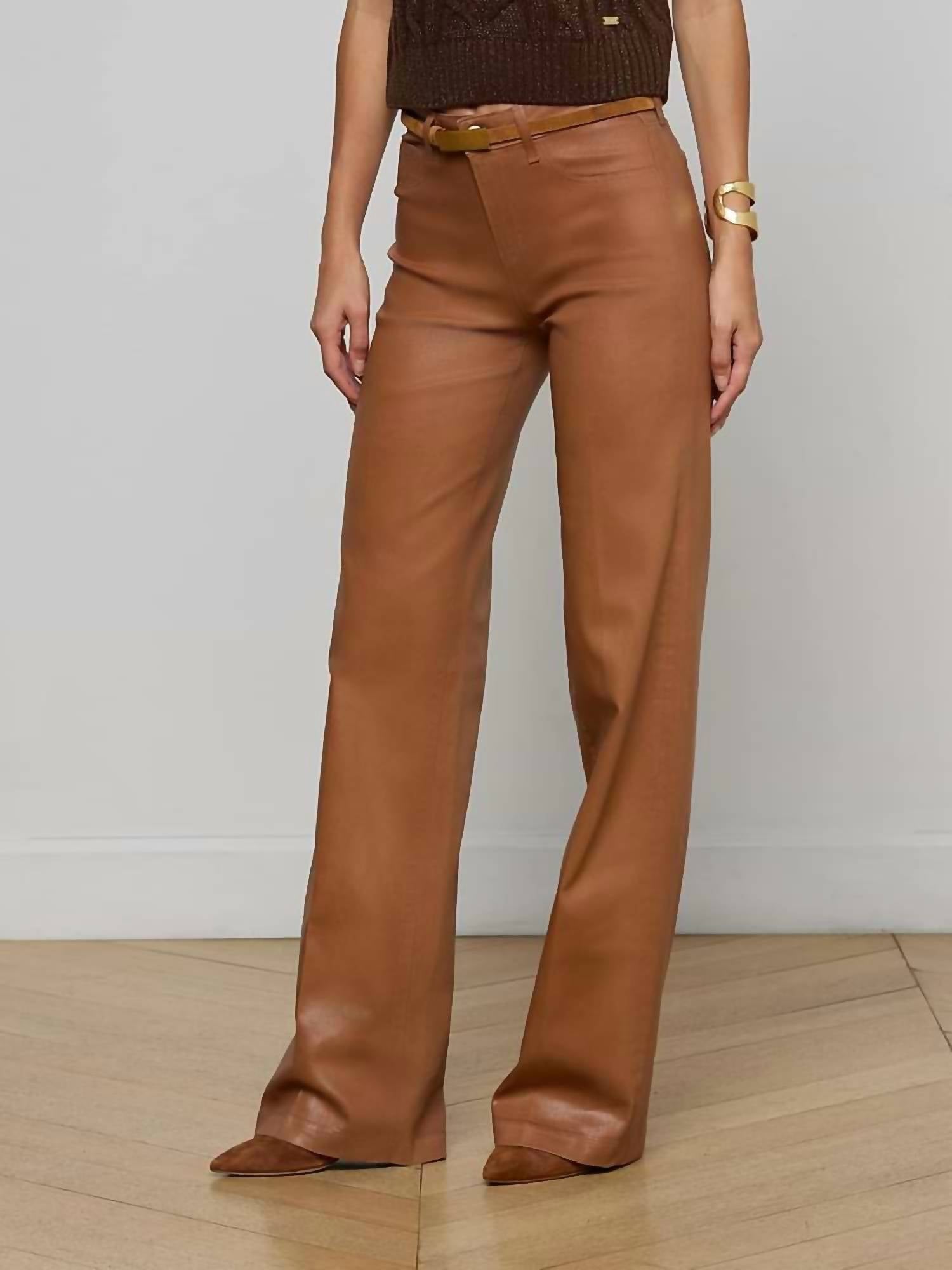 L'Agence - Clayton Coated Wide-leg Jeans