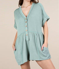 Very J - Two Tone Ribbed Knit Comfy Casual Romper