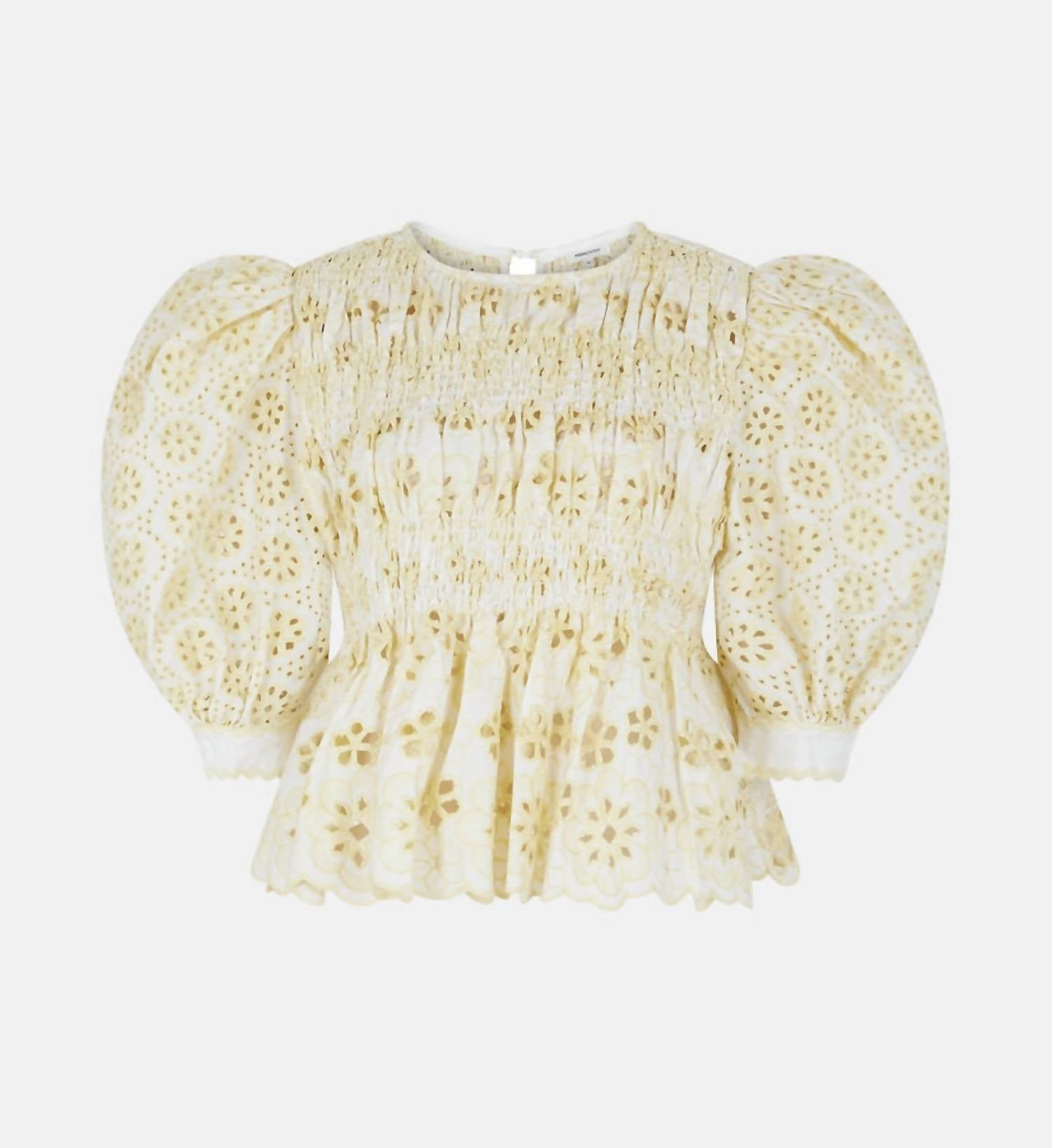 Manoush - Floral Broderie Smocked Blouse
