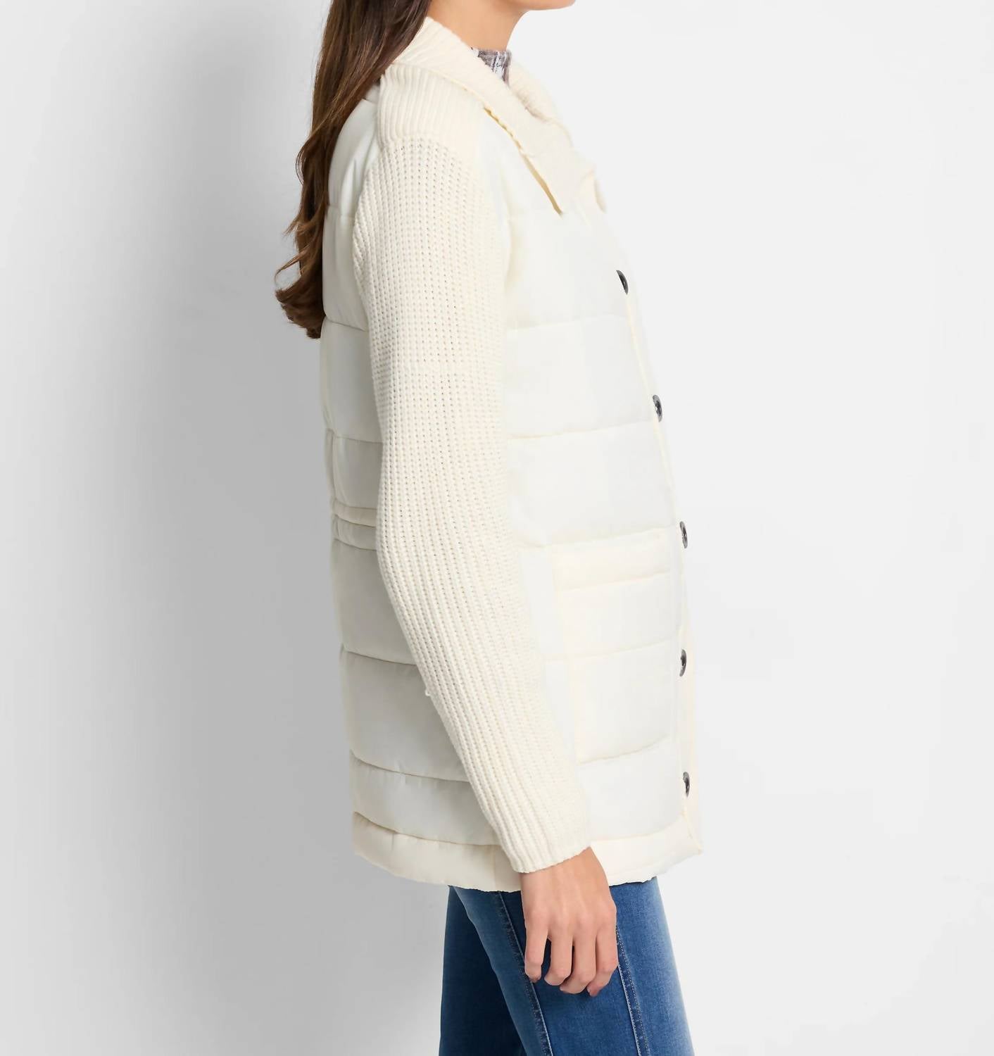 Nic + Zoe - Mix Media Quilted Puffer Jacket