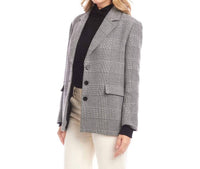 Karen Kane Houndstooth Blazer in black with off white - women's jacket - detail view