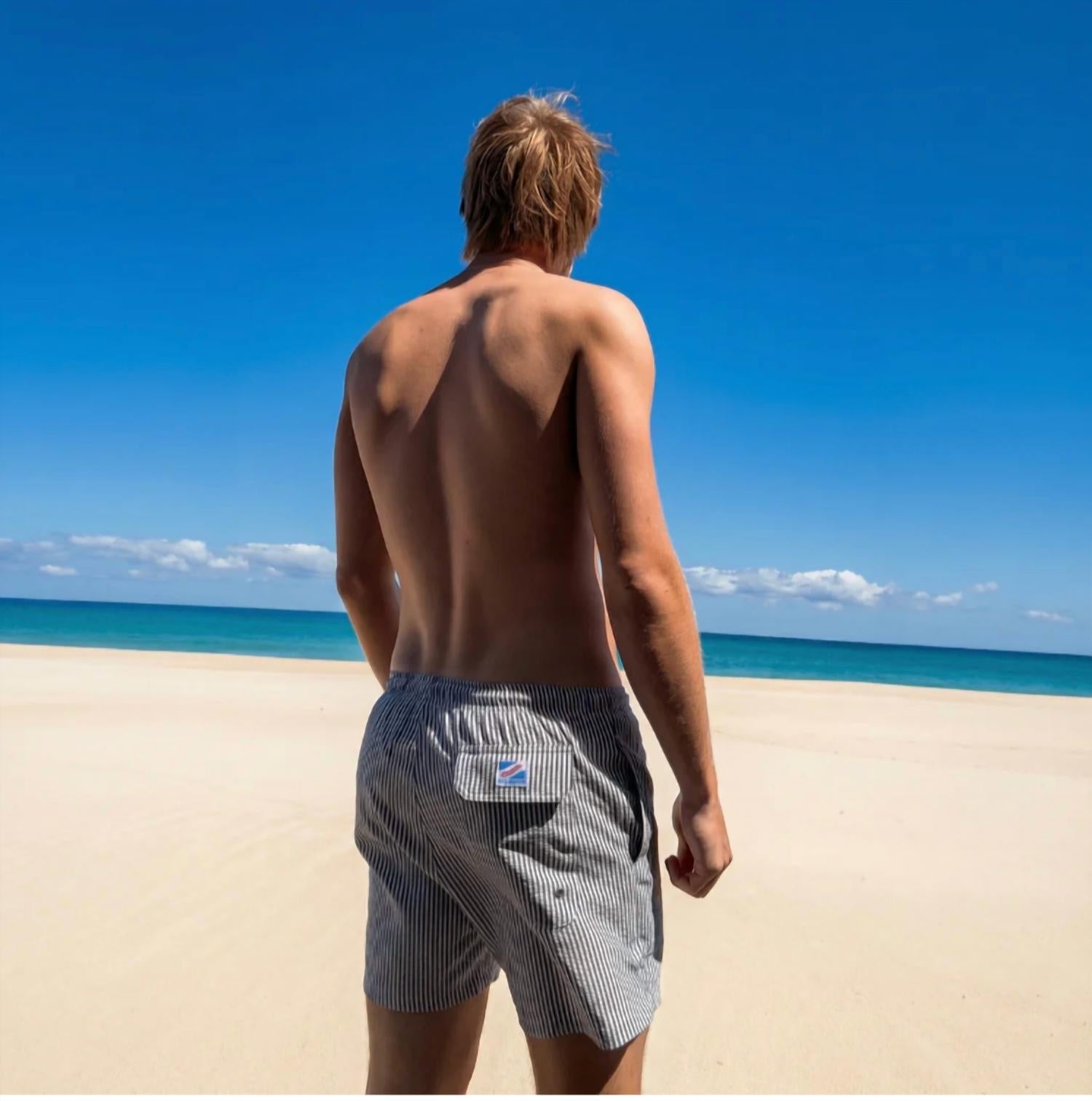 Bermies - Seersucker With Liner Swim Shorts