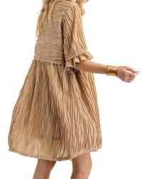 Kori - Pleat Detailing Babydoll Dress Tunic Top