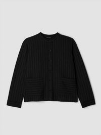 Eileen Fisher - Women's Mandarin Collar Textured Stripe Shirt Jacket
