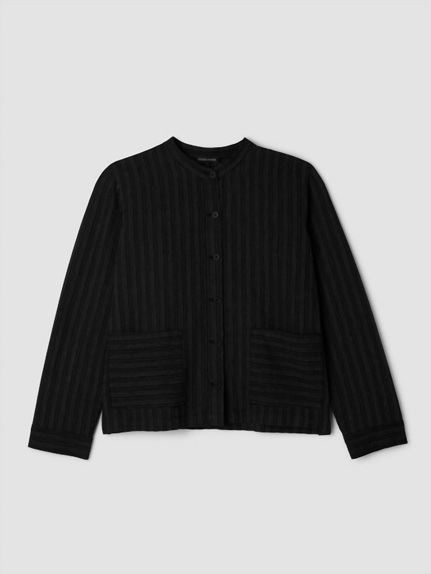 Eileen Fisher - Women's Mandarin Collar Textured Stripe Shirt Jacket