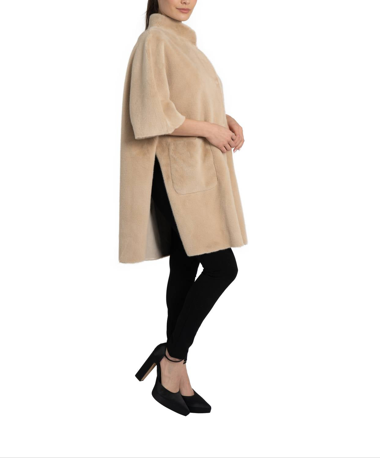 Love Token - Nia Faux Fur Cape Coat