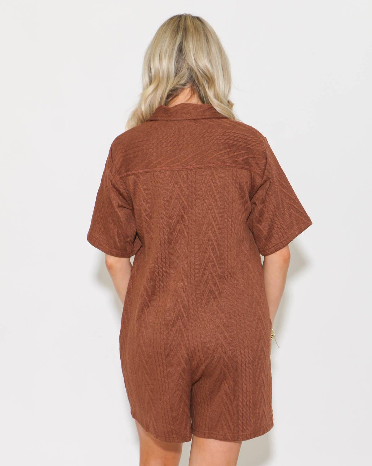 Heyson - Short Sleeve Button Down Romper