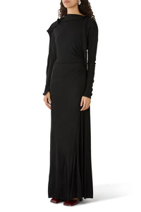 VICTORIA BECKHAM Long Sleeve Draped Jersey Gown in black - women's dress