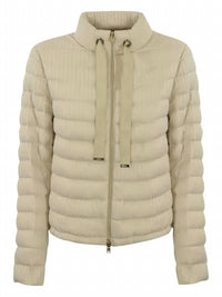Herno Women's Shiny Ribbed Knit Zip Jacket in chantilly - women's jacket - detail view