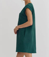Entro - Quilted Round Neck Sleeveless Mini Dress