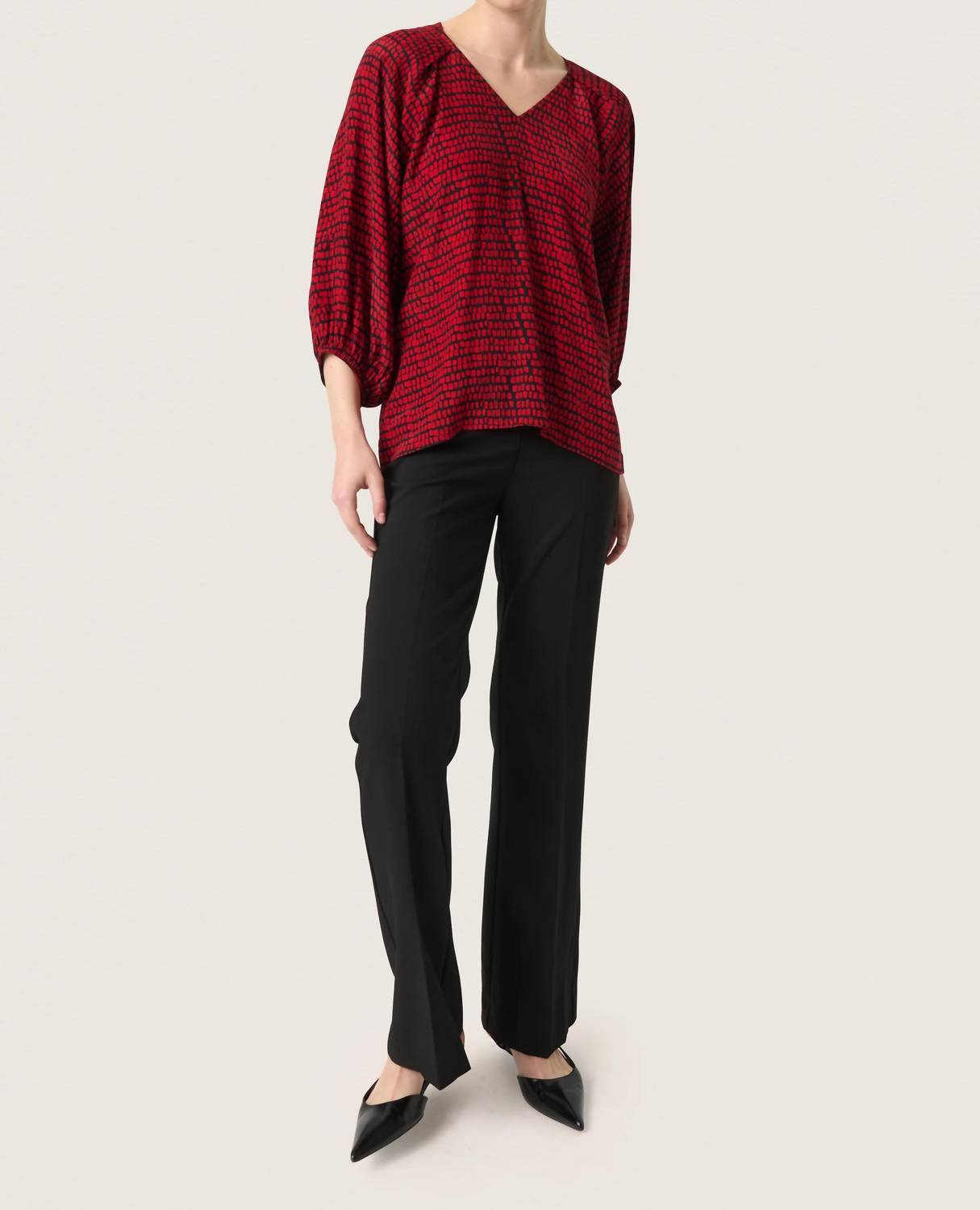 Soaked In Luxury - Slalize Three Quarter Sleeve V-neck Blouse