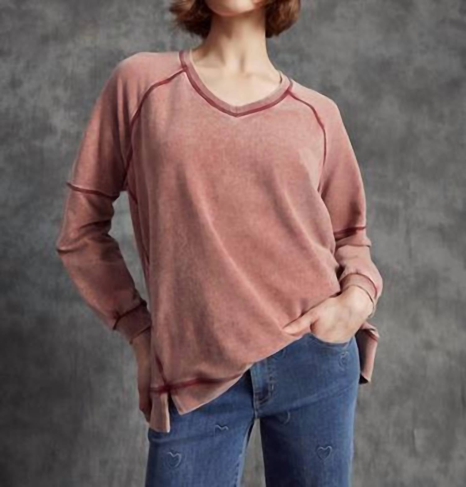 Charlie B - Cold Dye French Terry V-neck Top