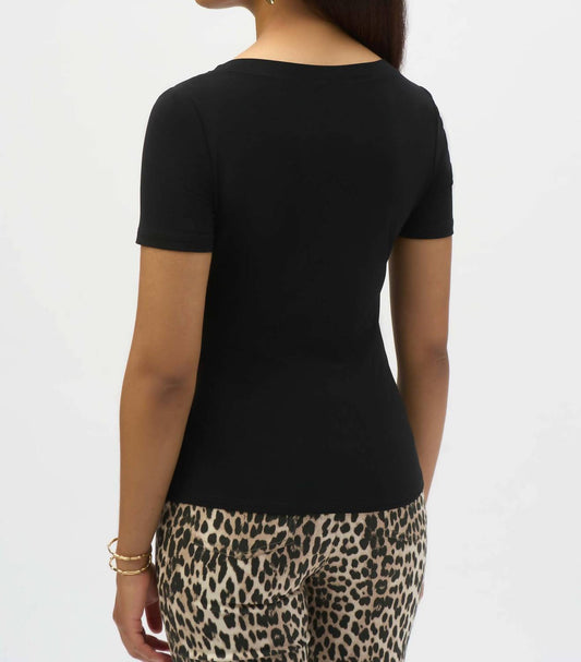 Joseph Ribkoff - Knotted Scoop Neck Top