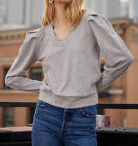 Bobi - Puff Sleeve V-neck Pullover