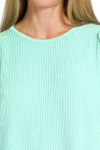 Zenana - Puff Sleeve Corded Shirt